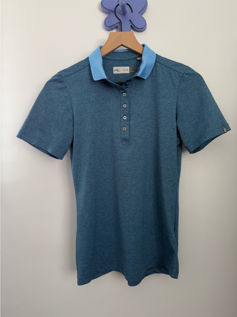Kjus Womens Small Sofia Polo Azure Blue Golf Outdoor Summer Preppy